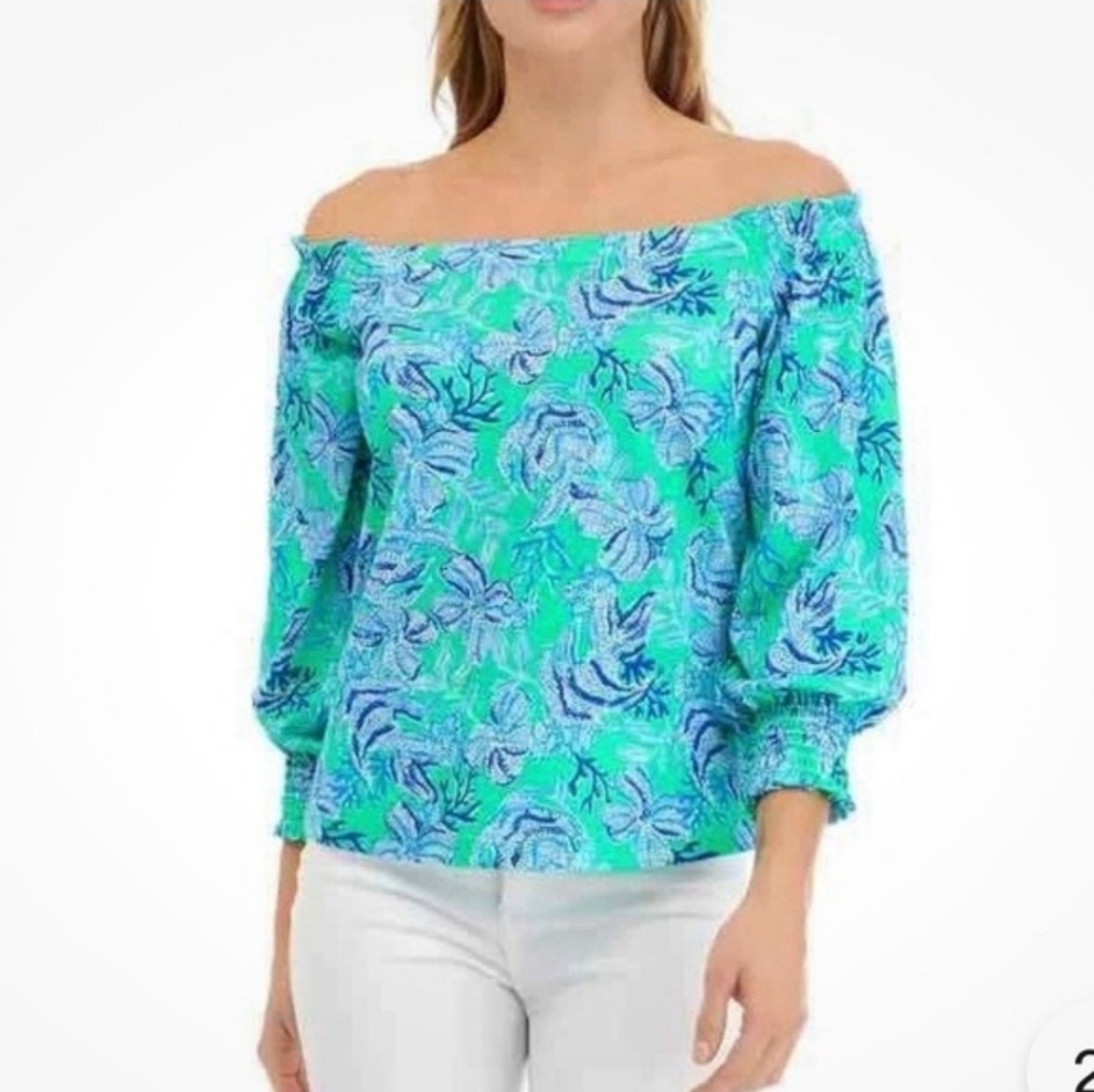 Lilly Pulitzer Leesa Top In Cabana Green